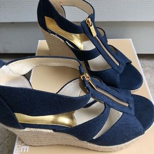 New authentic Michael Kors Navy blue wedges